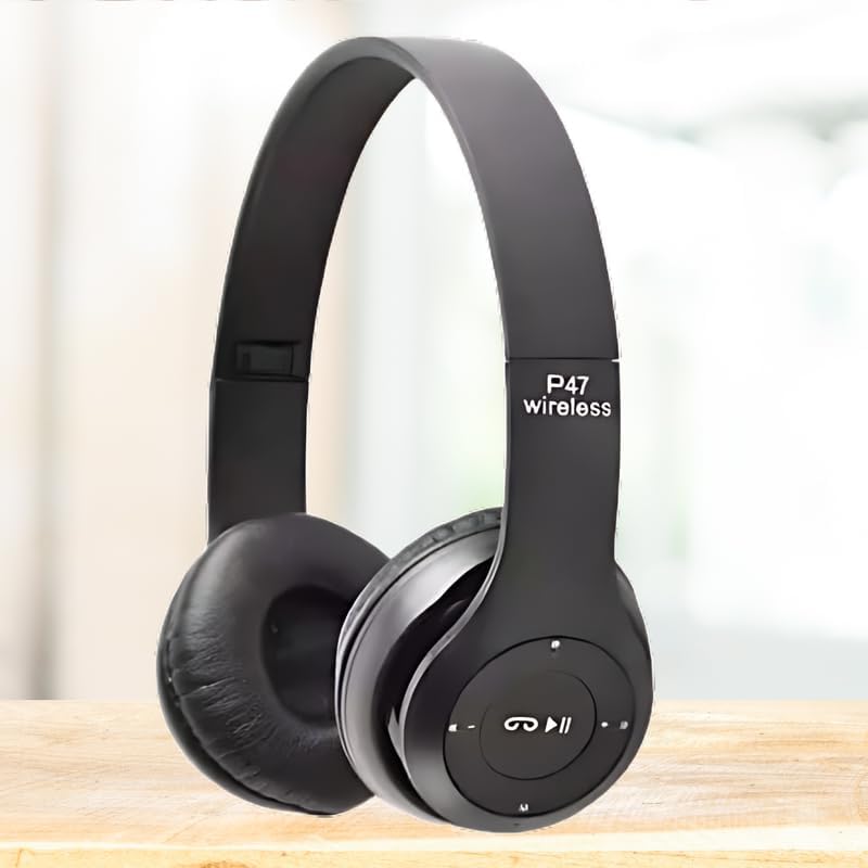Căști Bluetooth P47 Over-Ear cu Microfon, Bluetooth 5.0, Design Pliabil, Bass Puternic, Autonomie Extinsă – Compatibile cu Telefon, Laptop, PC