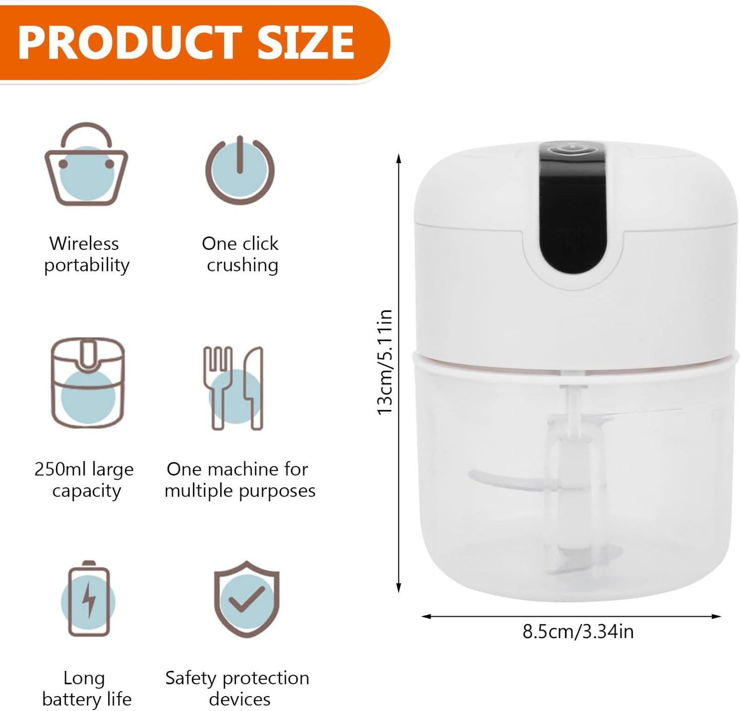 Mini Tocător Electric ZET 250 ml – Robot de Bucătărie Portabil Reîncărcabil, Ideal pentru Usturoi, Legume, Fructe și Alimente, Ajutor Rapid în Bucătărie