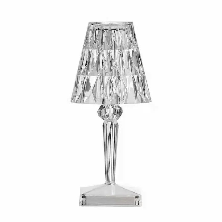 Lampă de Birou LED din Acril Cristalizat, Reîncărcabilă USB, 3 Culori, Control Tactil, 2000 mAh, 25 cm – Design Elegant, Decor Modern