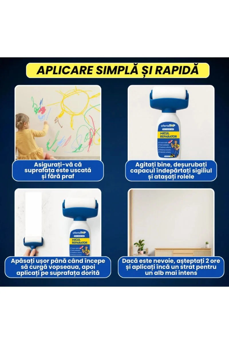 Trafalet Magic cu Vopsea Lavabilă pe Bază de Apă 500g – Rolă Reutilizabilă, Uscare Rapidă, Aplicare Uniformă, Materiale Non-Toxice