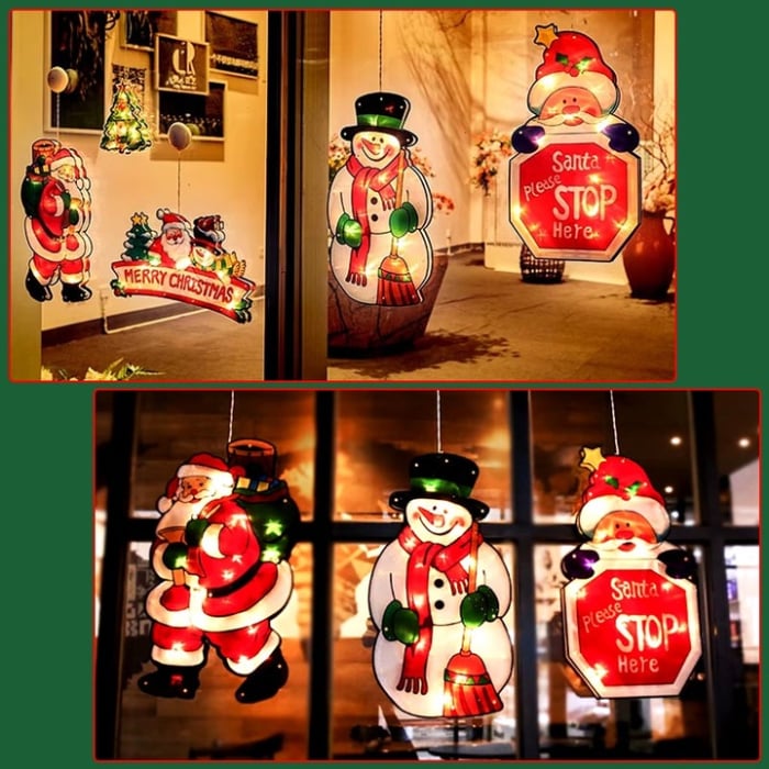 Decorațiune de Crăciun LED pentru Geam – Om de Zăpadă, Multicolor, Alimentare la Rețea