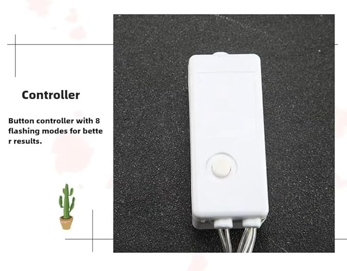 Perdea Luminoasă de Crăciun 3m – Stele și Globuri, 8 Moduri de Iluminare, Lumină Caldă