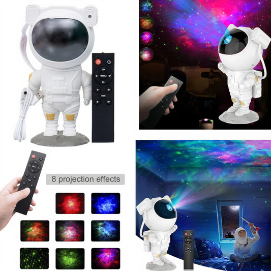 Proiector Astronaut Distractiv cu LED, Cap Magnetic, Lumini Multicolore, Telecomandă și Încărcare USB – Design Cosmic, Ideal pentru Dormitor și Cadou – Engros