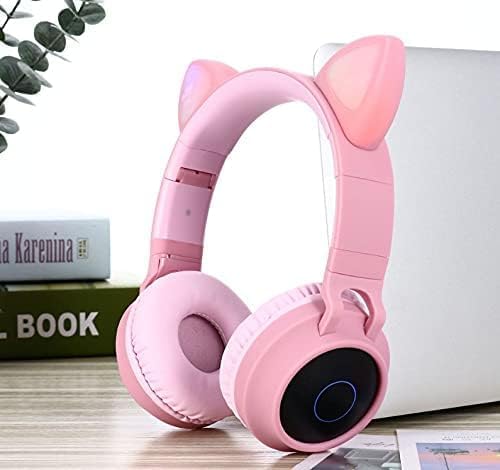 Căști Bluetooth cu Urechi de Pisică, 8–10h Autonomie, LED , Pliabile, Microfon, Slot SD, 40mm Hi-Fi,