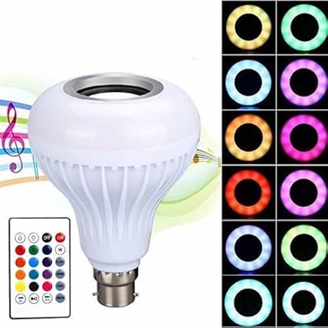 Bec LED Muzical ZET 13x9cm cu Difuzor Bluetooth, Telecomandă și Lumină RGB – Control prin Telefon
