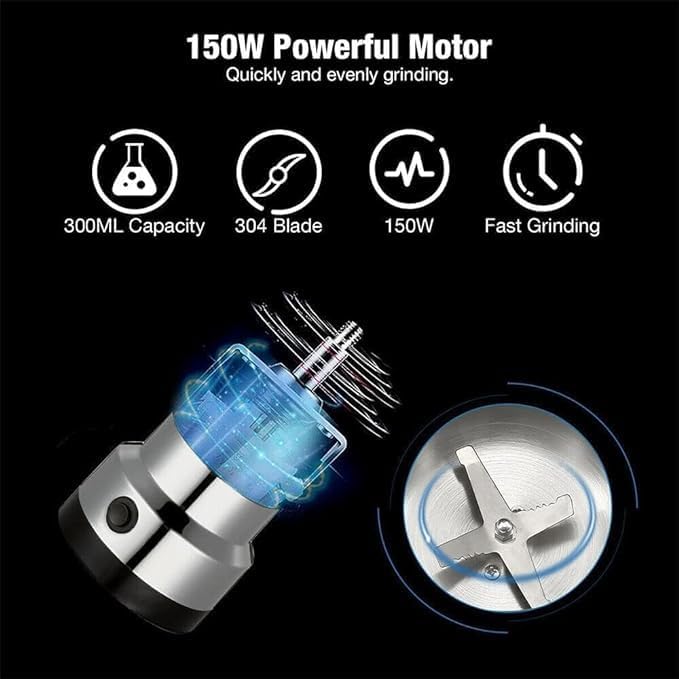 Râșniță Electrică 150W, Oțel Inoxidabil, Pentru Cafea, Condimente, Nuci