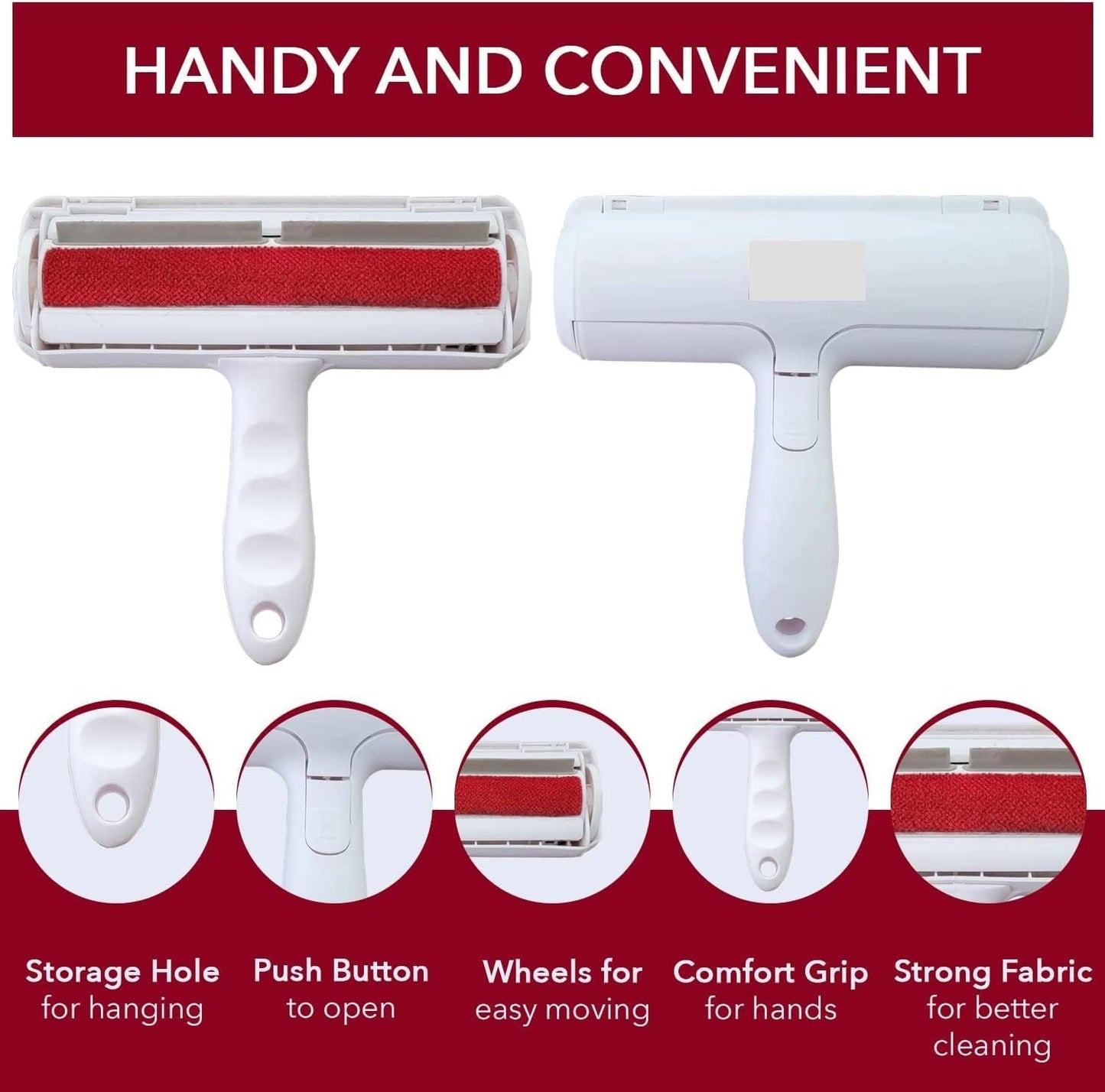 Rola pentru Îndepărtarea Părului de Animale, Reutilizabilă, cu Bază Auto-curățare