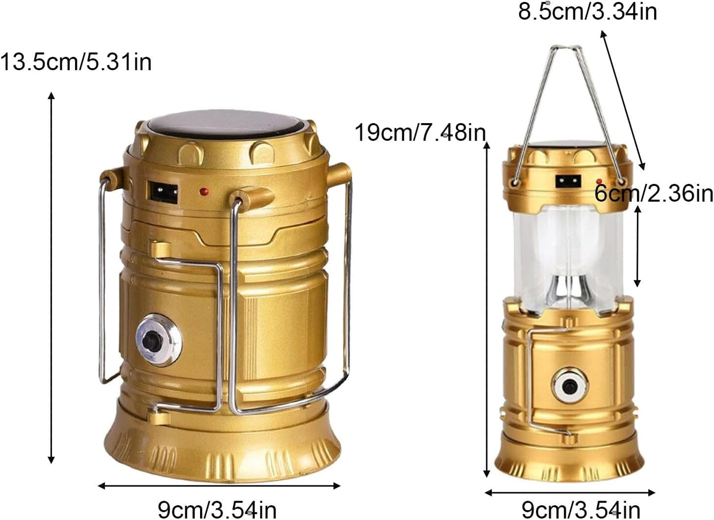 Lampă-lanternă solară ZET LED pliabilă 19×9 cm, impermeabilă, funcție felinar cu încărcare USB – ideală pentru exterior, camping, grădină