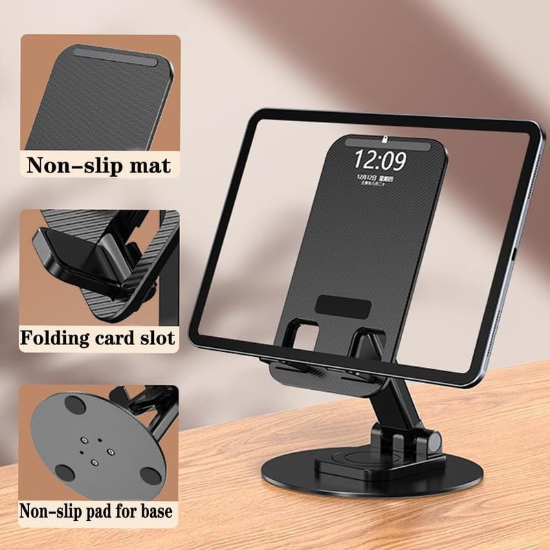 Suport pliabil pentru telefon – reglabil 360°, compatibil universal, din plastic durabil – Negru