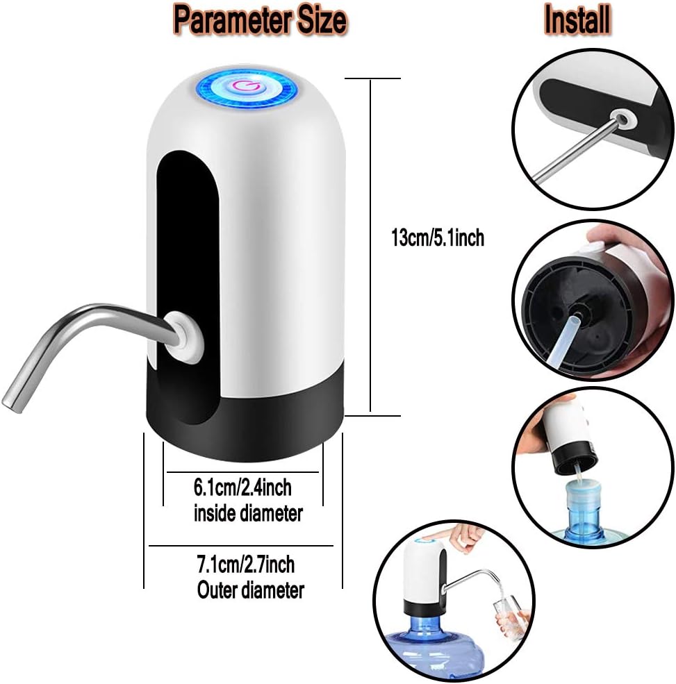 Pompa Electrică pentru Apa USB cu Indicator LED și Tub Inox pentru Bidon