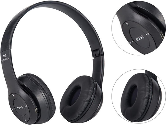 Căști Bluetooth P47 Over-Ear cu Microfon, Bluetooth 5.0, Design Pliabil, Bass Puternic, Autonomie Extinsă – Compatibile cu Telefon, Laptop, PC