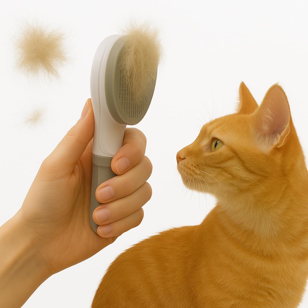 Perie profesională pentru câini cu mecanism de curățare – 19 cm