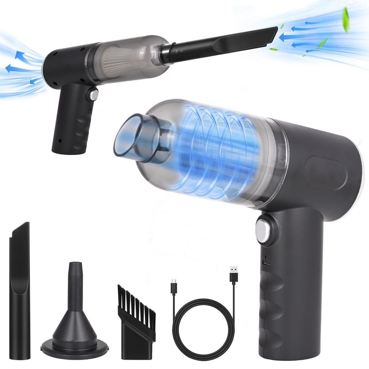 Aspirator Auto Portabil 120W, Fără Fir, Reîncărcare USB, Compact