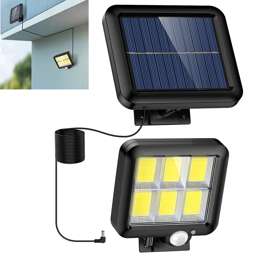 Proiector LED Solar ZET® Duo 220 lm, 120 LED-uri COB, Senzor de Mișcare, Telecomandă, Panou Solar Ajustabil, Rezistent la Apă