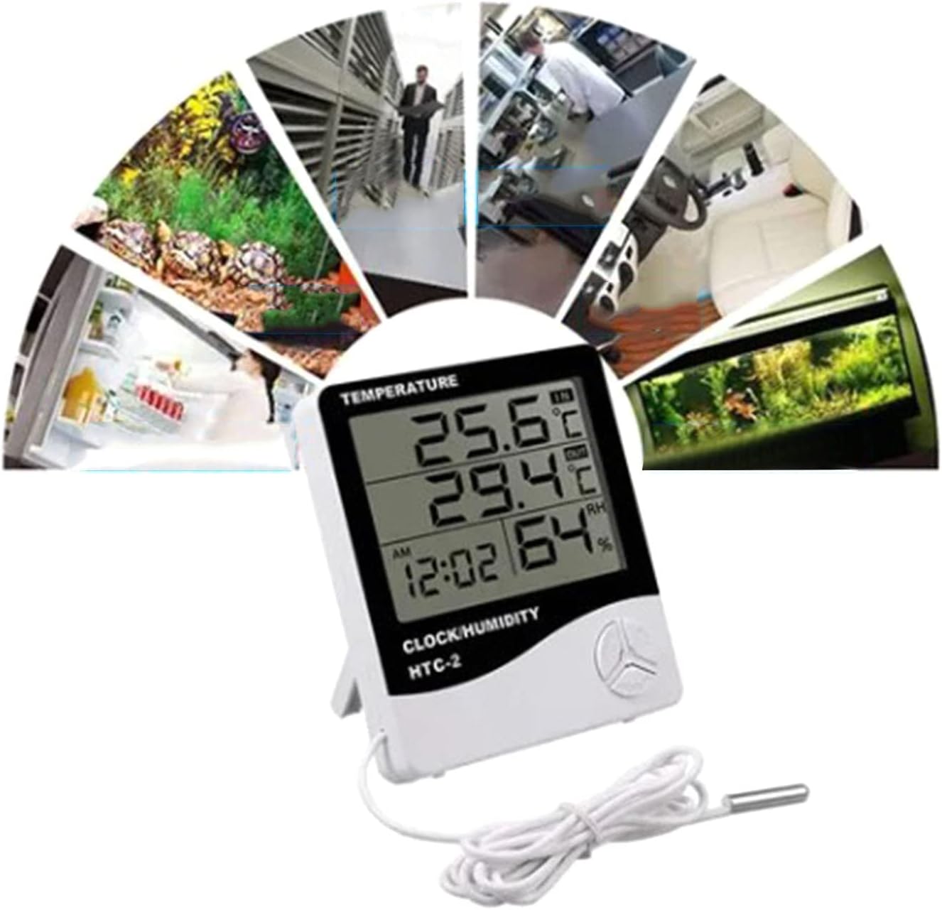 Termometru Higrometru Digital cu Sondă Externă, Ceas, Alarmă și Calendar | Măsurare Temperatură & Umiditate – Ecran LCD