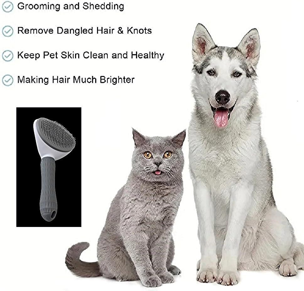 Perie profesională pentru câini cu mecanism de curățare – 19 cm