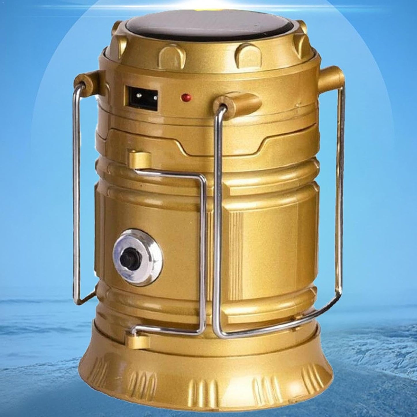 Lampă-lanternă solară ZET LED pliabilă 19×9 cm, impermeabilă, funcție felinar cu încărcare USB – ideală pentru exterior, camping, grădină