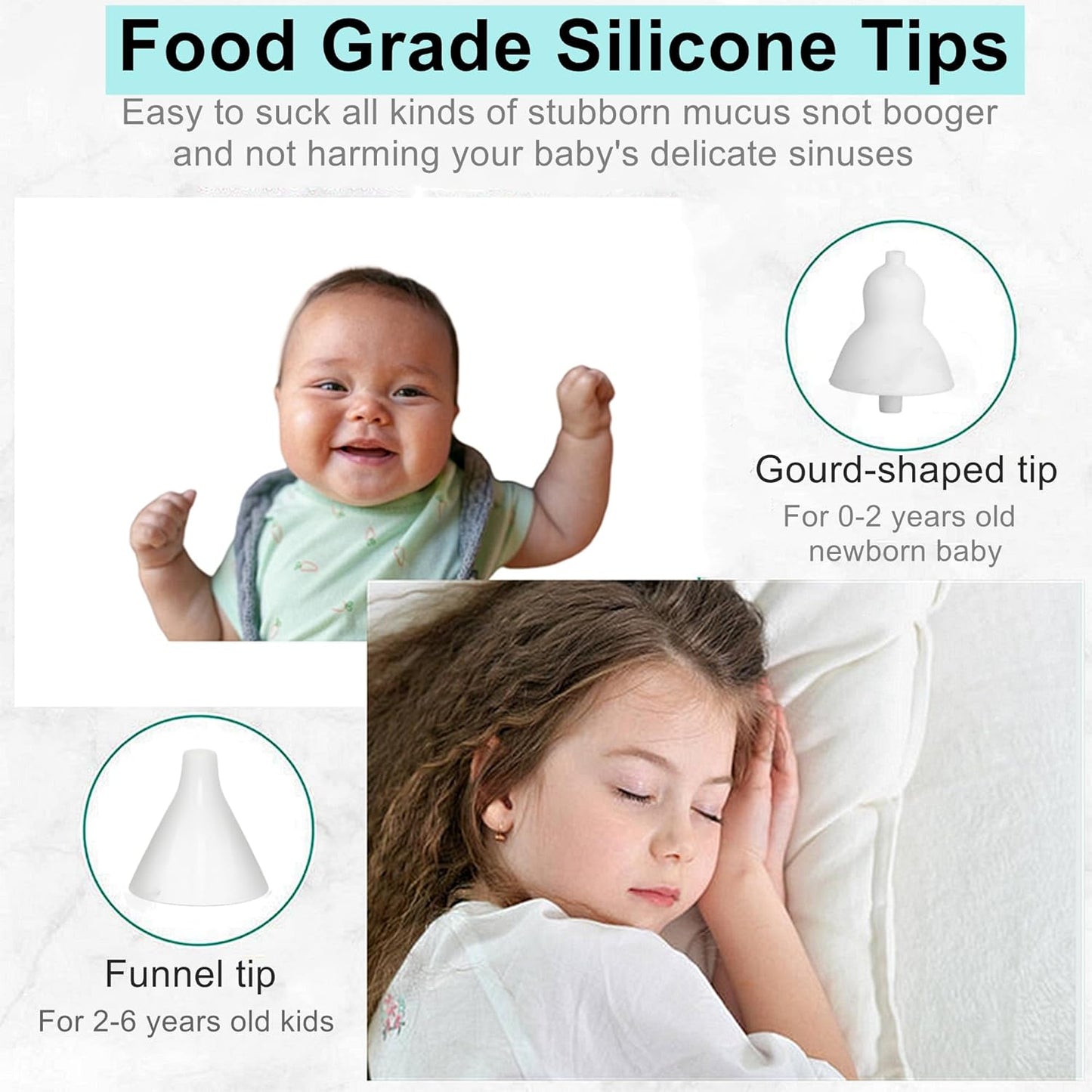 Aspirator Nazal Electric pentru Bebeluși, 5 Viteze, 2 Capete Silicon, 6 Filtre, Reîncărcare USB – Curățare Nas Copii 0-10 Ani