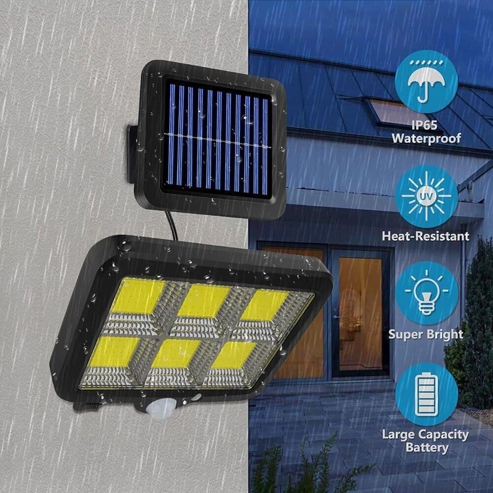 Proiector LED Solar ZET® Duo 220 lm, 120 LED-uri COB, Senzor de Mișcare, Telecomandă, Panou Solar Ajustabil, Rezistent la Apă