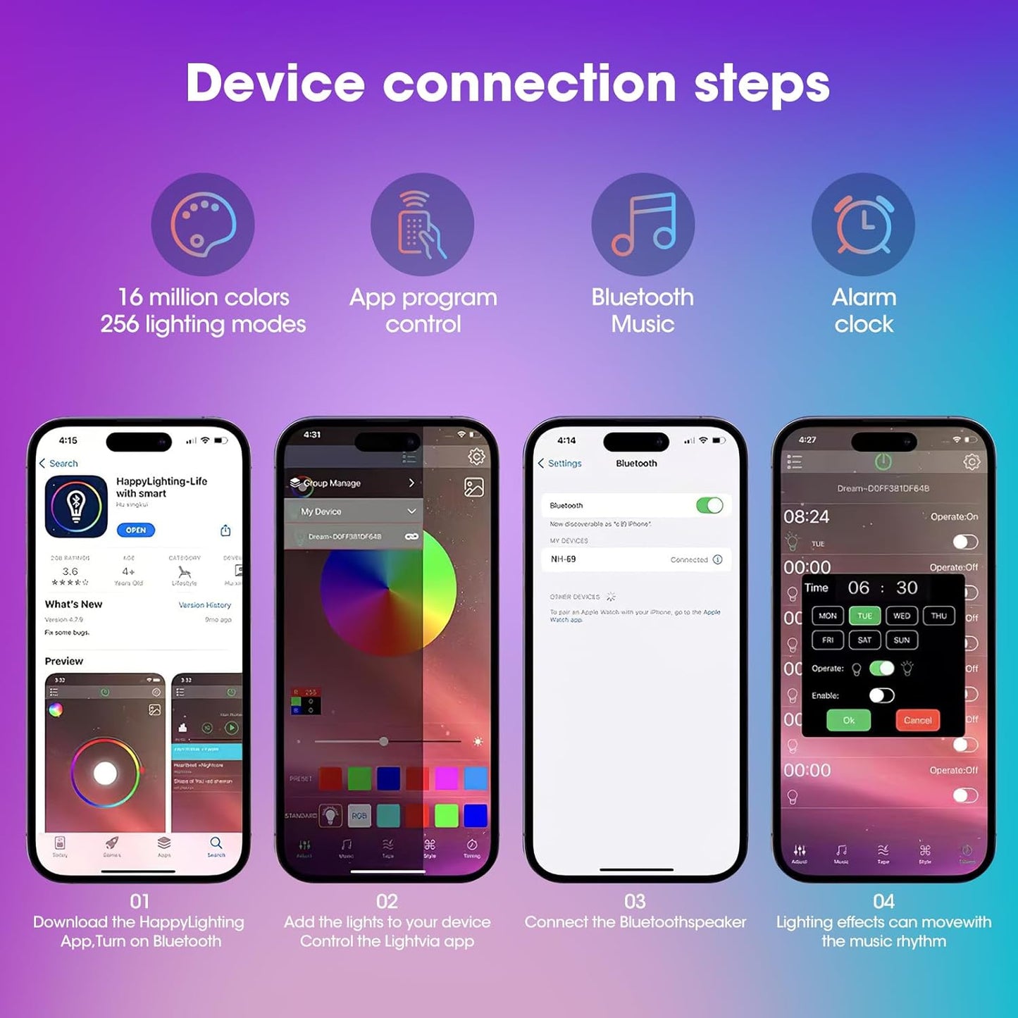 Încărcător Wireless 4 in 1 cu Difuzor Bluetooth, Alarmă, LED Reglabil, Fast Charging 15W