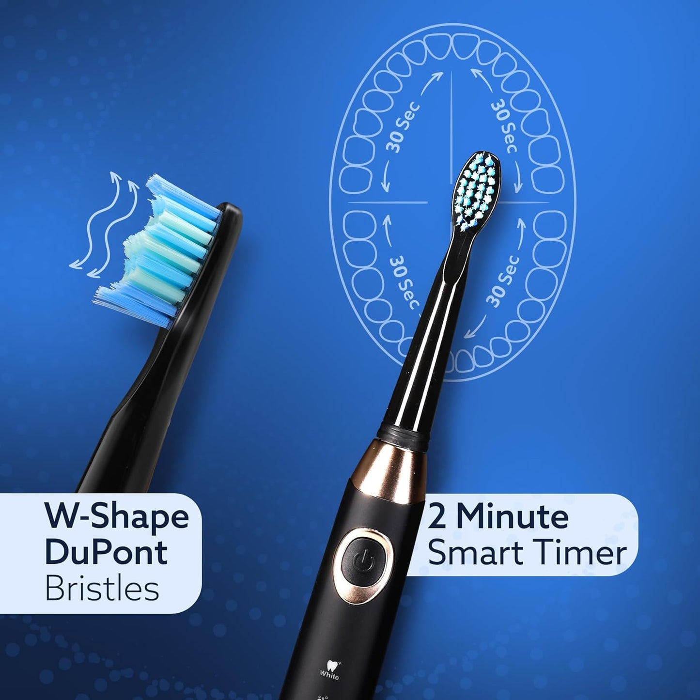 Periuță Electrică Dentară – 5 Moduri, 26.000 Vibrații/Min, 4 Capete Incluse, Neagră