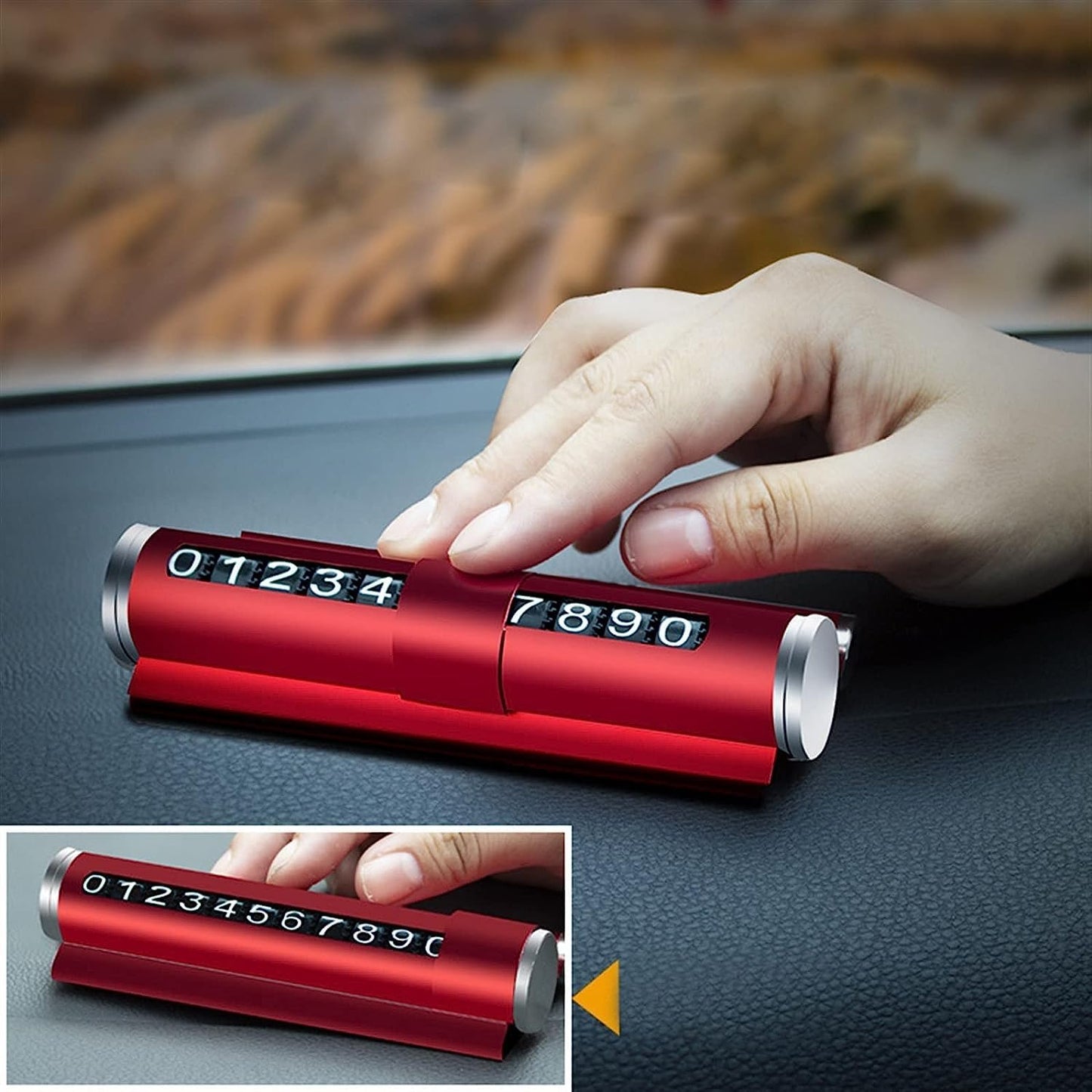 Suport număr de telefon / parcare auto cu odorizant integrat – roșu, design modern