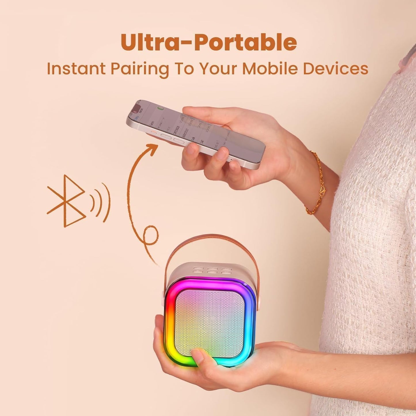 Set Karaoke ZET® cu 2 Microfoane și Boxă Portabilă – Ideal pentru petreceri și distracție Iluminare LED, Efecte Vocale