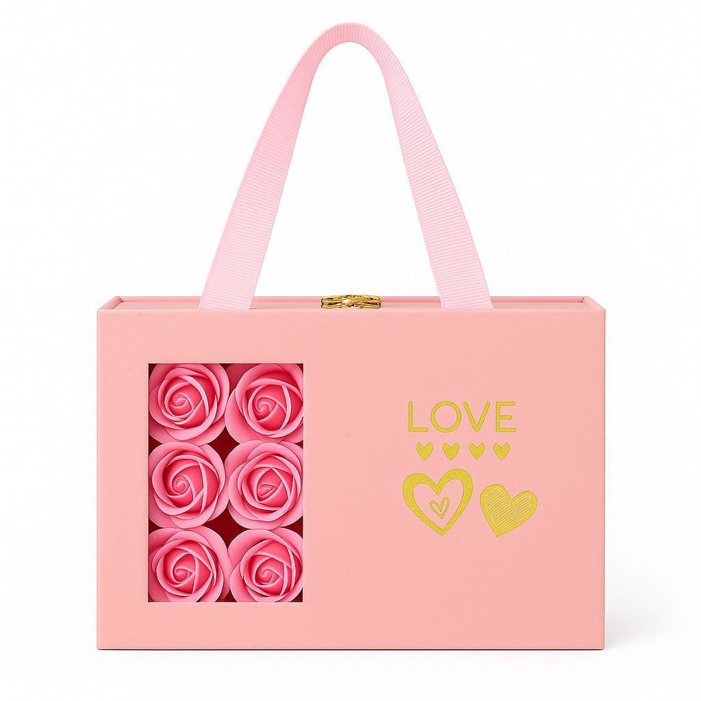 Cutie cadou cu trandafiri parfumați și compartiment pentru bijuterii – 15 × 5 × 9 cm