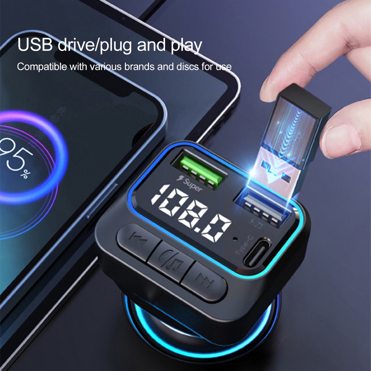 Modulator Auto ZET C36 – FM, Bluetooth și Încărcare Rapidă USB 3.1A, 40W