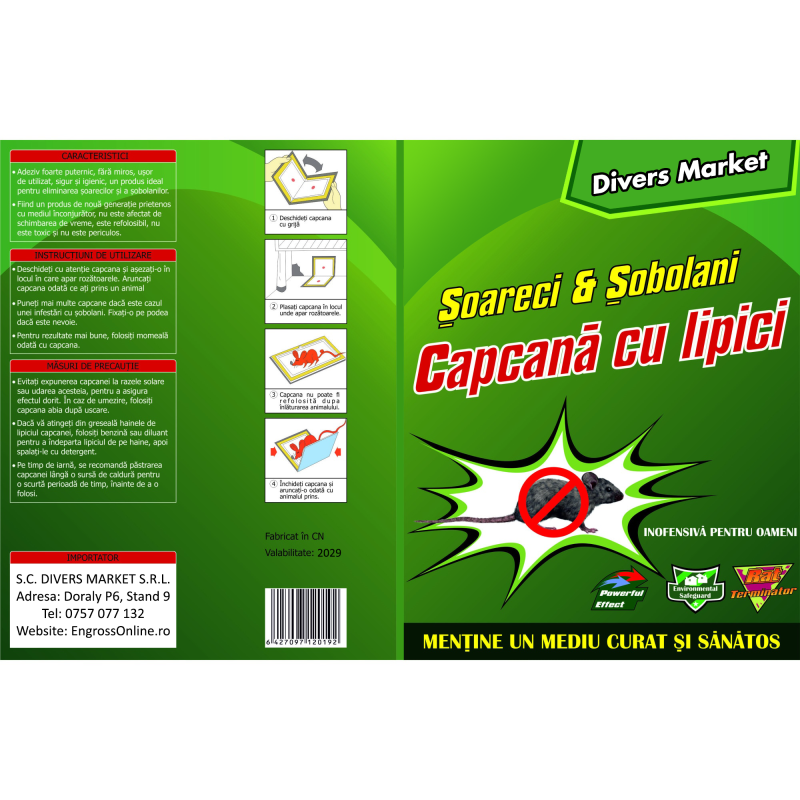 Capcană Șoareci Tip Carte– Adeziv Puternic, Non-Toxic, Ecologic, Eficiență Ridicată