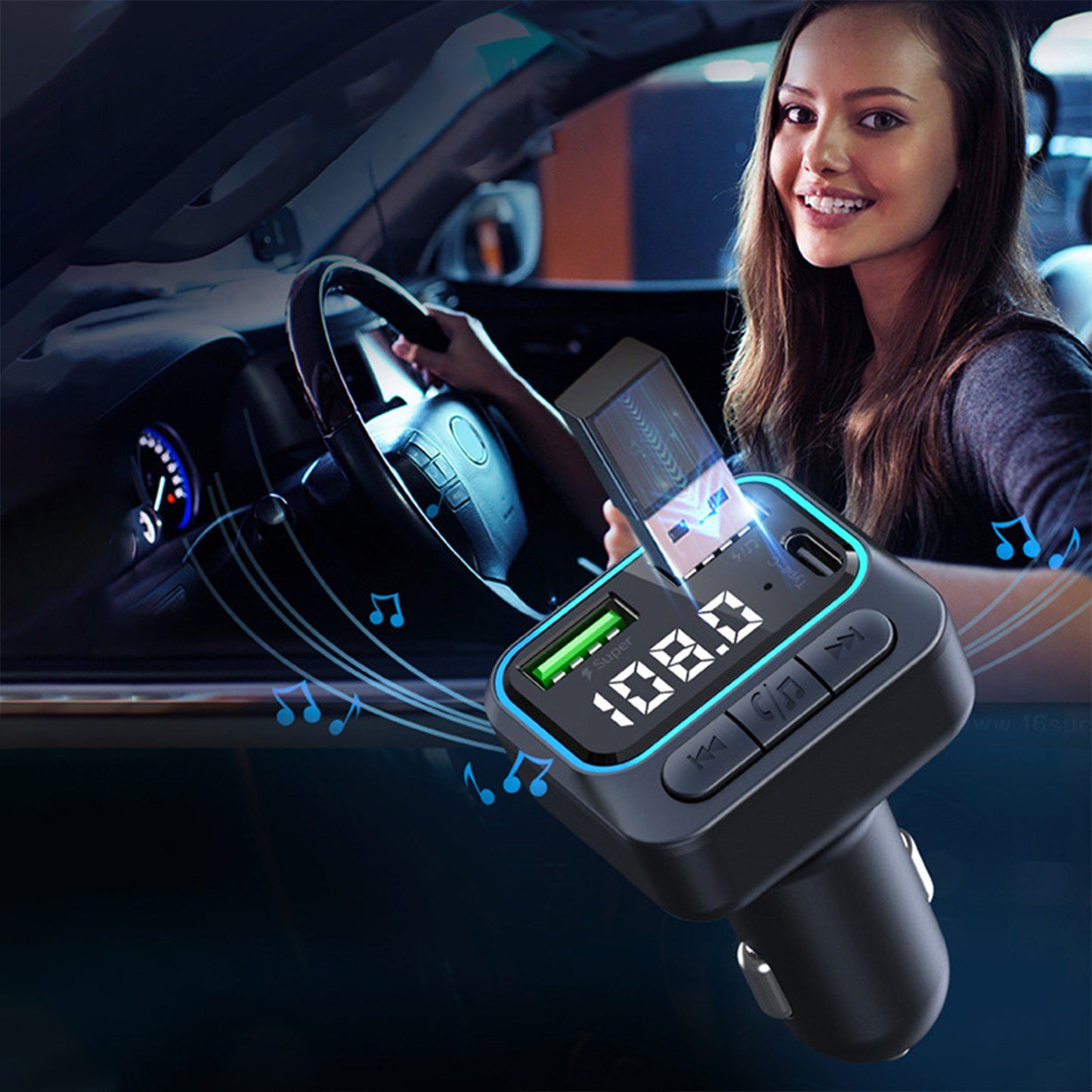 Modulator Auto ZET C36 – FM, Bluetooth și Încărcare Rapidă USB 3.1A, 40W