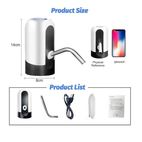Pompa Electrică pentru Apa USB cu Indicator LED și Tub Inox pentru Bidon