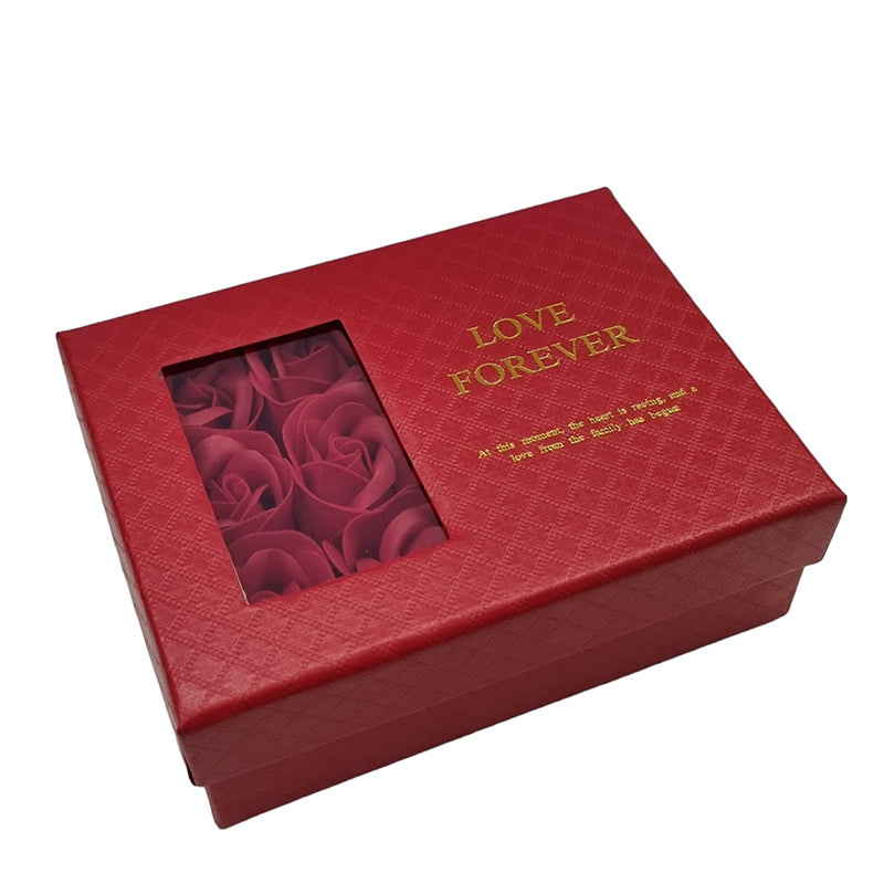 Cutie cadou cu trandafiri parfumați și compartiment pentru bijuterii – 15 × 5 × 9 cm