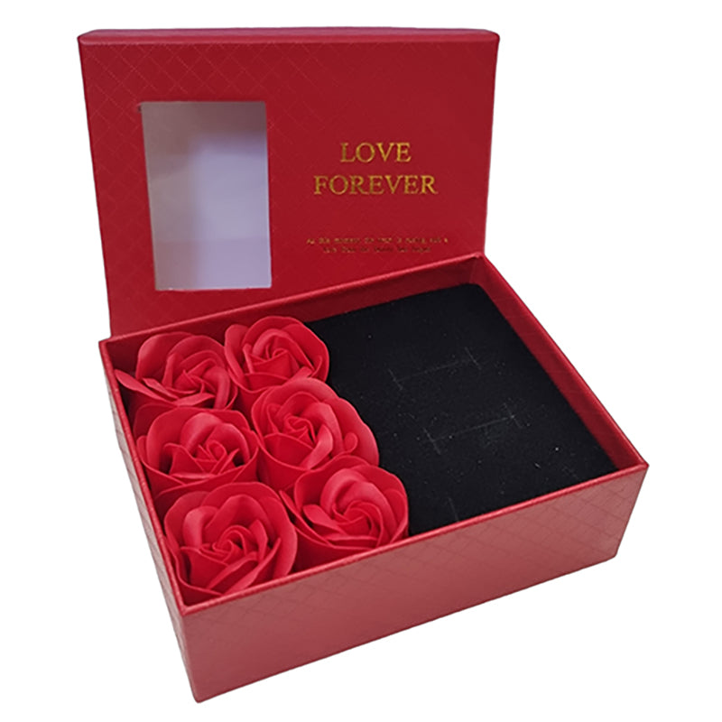 Cutie cadou cu trandafiri parfumați și compartiment pentru bijuterii – 15 × 5 × 9 cm