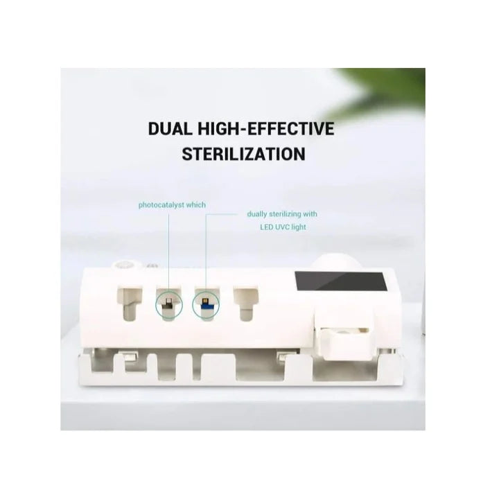 Dozator Pastă de Dinți Inteligent cu Sterilizator UV – Suport Periuțe Igienic, Elimină Germenii