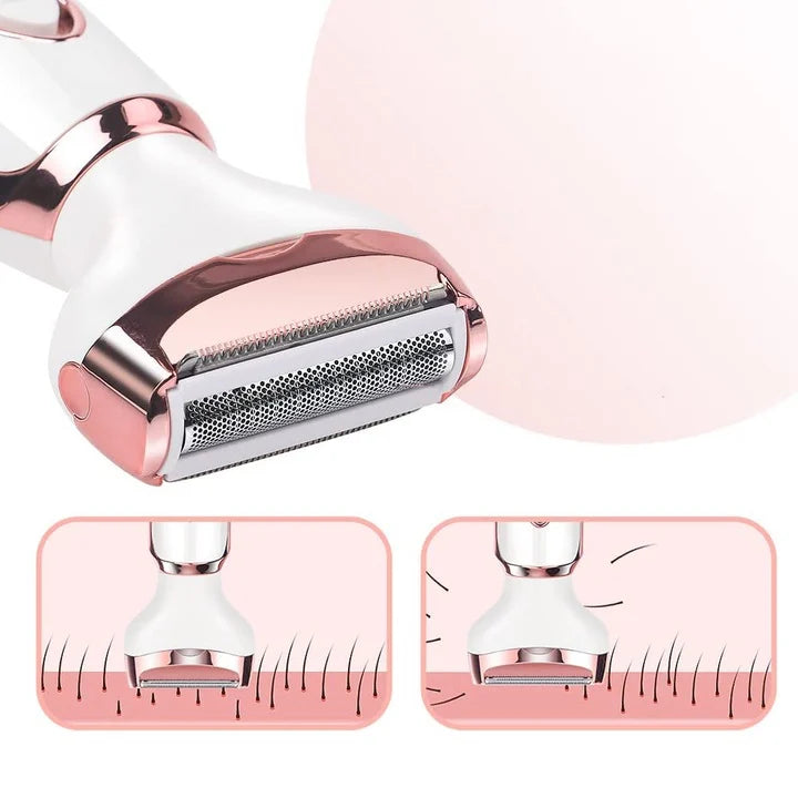 Epilator 4 în 1 Multifuncțional USB – Aparat de ras și trimmer pentru corp, față, sprâncene și nas, wet & dry, precis și delicat