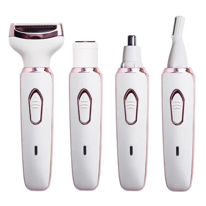 Epilator 4 în 1 Multifuncțional USB – Aparat de ras și trimmer pentru corp, față, sprâncene și nas, wet & dry, precis și delicat