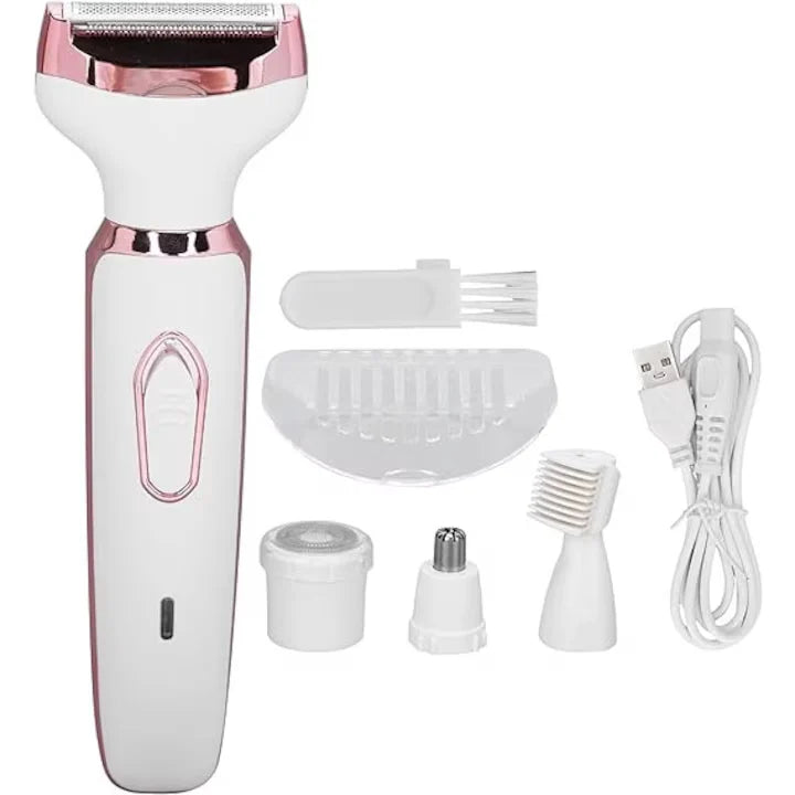 Epilator 4 în 1 Multifuncțional USB – Aparat de ras și trimmer pentru corp, față, sprâncene și nas, wet & dry, precis și delicat
