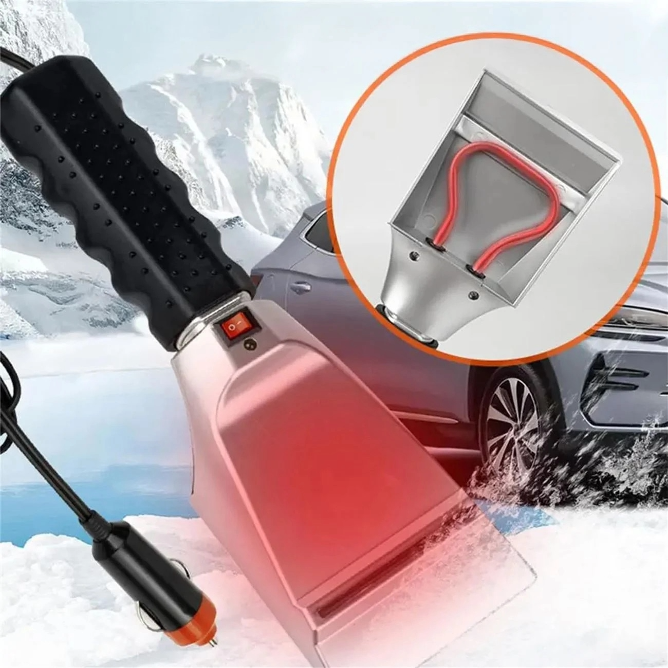 Racletă Electrică pentru Gheață Auto 12V – Conectare la Brichetă, Îndepărtare Rapidă a Gheții, Mâner Antiderapant