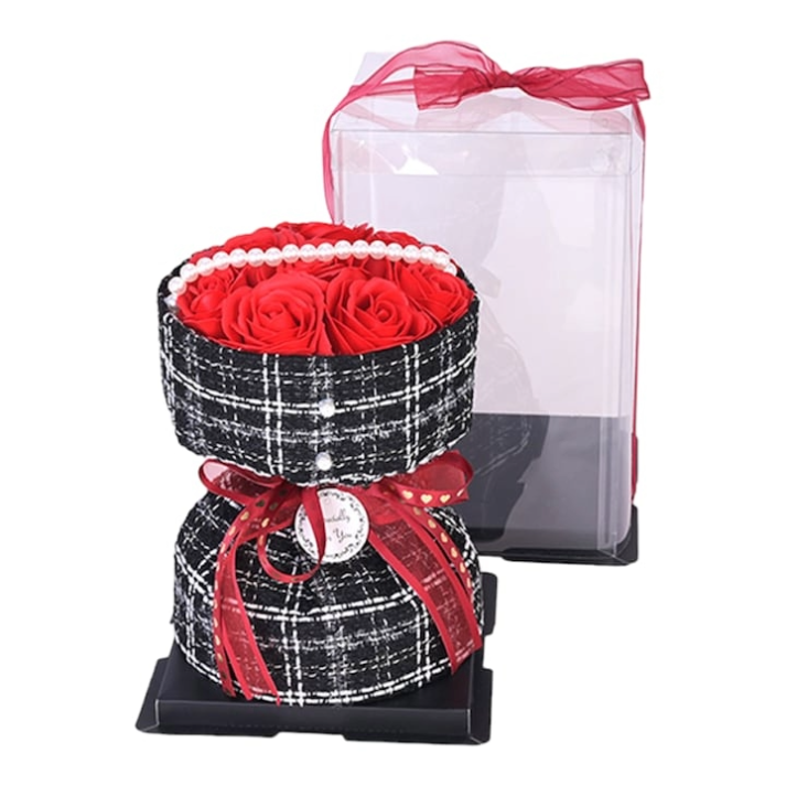 Buchet de Trandafiri "Valentine" din Săpun Parfumat – 20 cm, Cadou Elegant