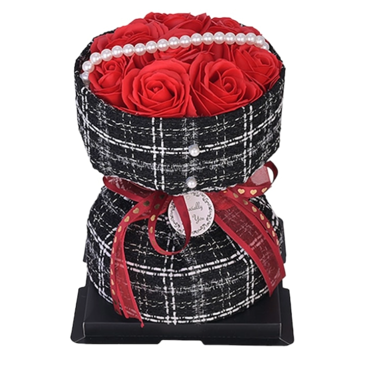 Buchet de Trandafiri "Valentine" din Săpun Parfumat – 20 cm, Cadou Elegant