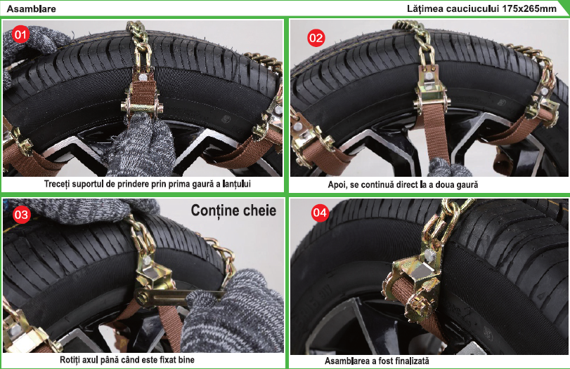 Lanțuri Antiderapante Auto Reutilizabile – Set 10 Buc (5 / Anvelopă), Pentru Zăpadă, Gheață și Noroi