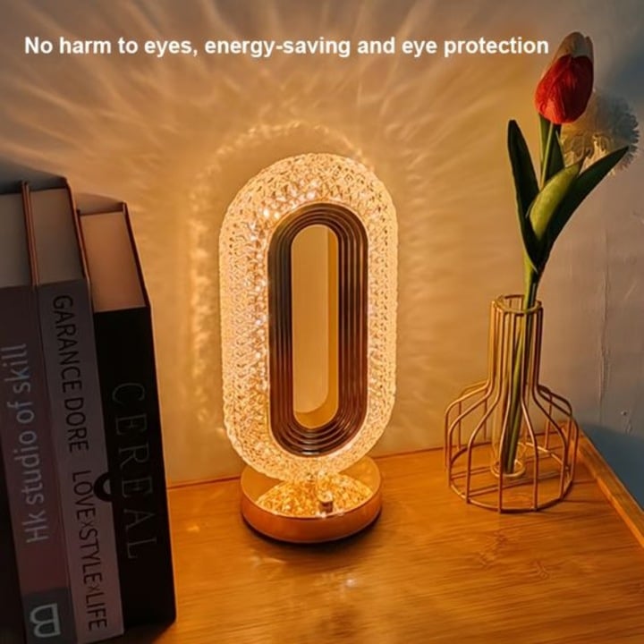 Veioză Cristal Acrilic – Touch Control, 3 Culori, Reîncărcabilă USB, 3000mAh, Design Modern Premium