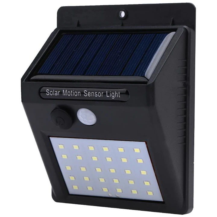 Lampă Solară cu 30 LED-uri, 3 Moduri, Senzor de Mișcare, IP65 – Iluminare Inteligentă pentru Exterior