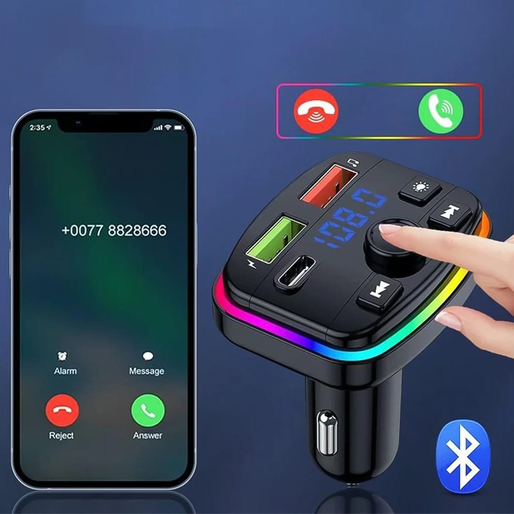 Modulator FM Auto M11 – Bluetooth 5.0, Hands-Free, Încărcare Rapidă 3.1A, Ecran LCD Albastru, USB/TF, Voltmetru, Compatibil 12V–24V