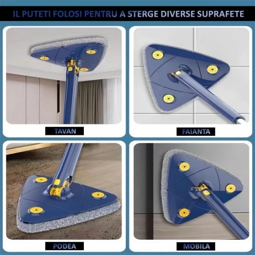 Mop Triunghiular Mâner Telescopic – Microfibră Inclusa Ultra-Absorbantă