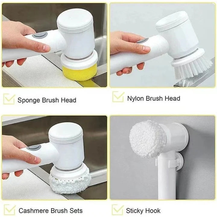 Perie Electrică de Curățare Multifuncțională USB – 3 capete rotative, puternică, compactă și portabilă, curățare rapidă fără efort