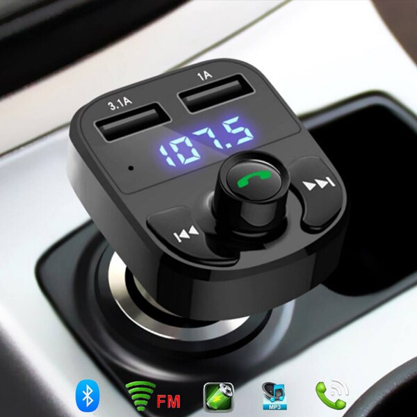 Modulator Auto FM ZET®6– Bluetooth, 2x USB 3.1A, Încărcare Rapidă, Voltmetru, Afișaj LCD Albastru, Redare microSD/USB