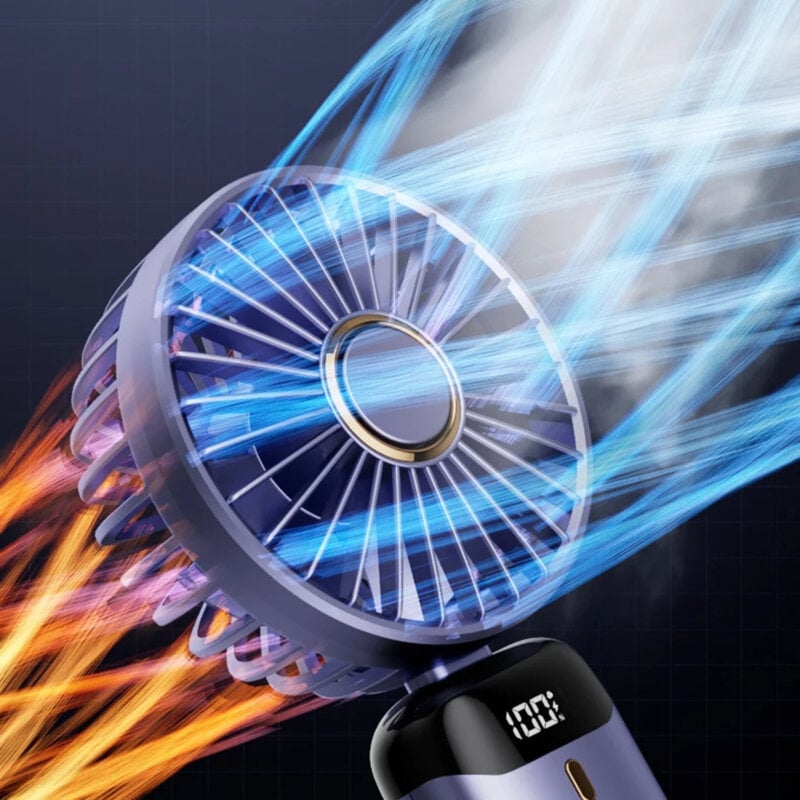 Mini Ventilator Pliabil 5 Viteze, Display LED, Baterie 1800 mAh – răcoare inteligentă, oriunde te afli