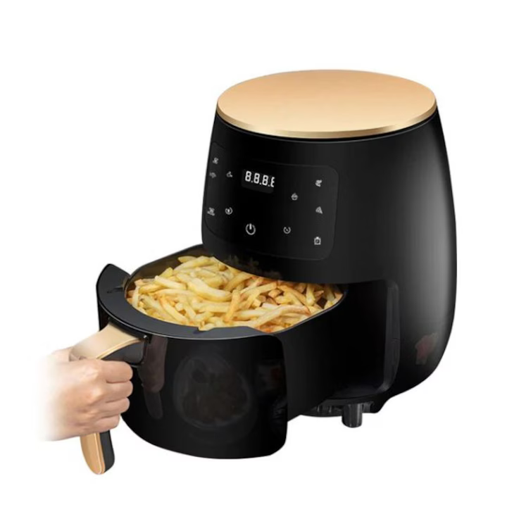 Friteuză fără Ulei cu Aer Cald 2400W, Air Fryer Capacitate 6L, Ecran LCD Touch, 6 Programe Presetate, Accesorii Incluse